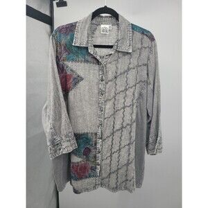 Paisley & Sage Boho Shirt Sz 1X Patchwork Bohemian Indie Embroidered Whimsi